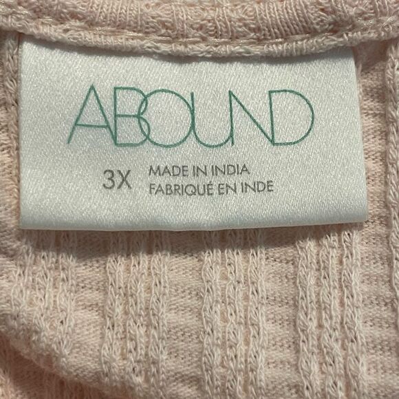 Abound Sweetheart Neck Top Pink Ribbed Knit Cotton Puff Short Sleeve 3X - Picture 6 of 9